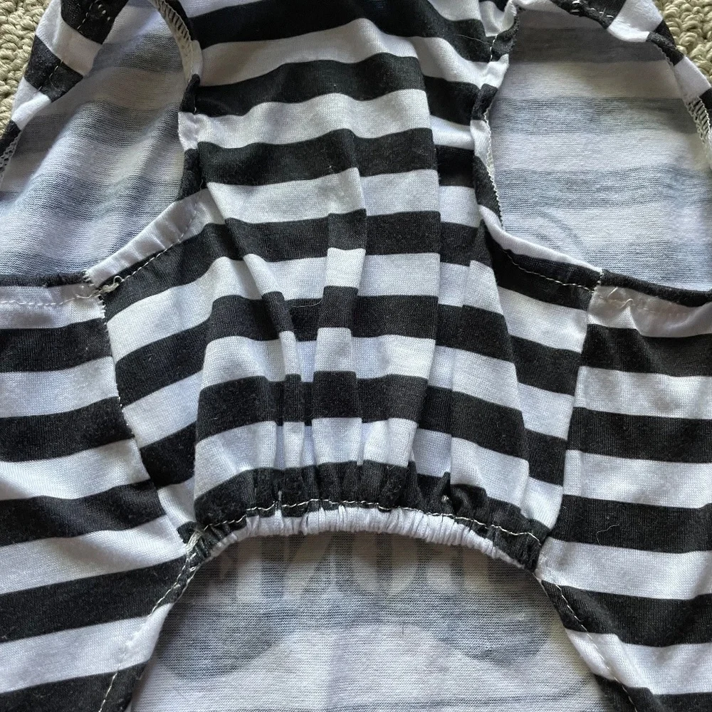 Bad To The Bone Jail House Black & White Striped Rock Dog Costume Uniform